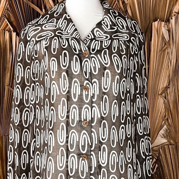Vintage 70's Sheer Brown Button Up Shirt size Medium - Picture 2 of 5